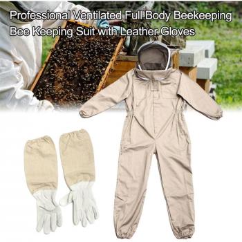 Coffee Color Ventilated Beekeeping Suit with Leather Gloves