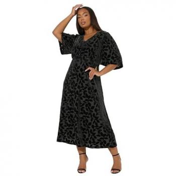 Devore Velvet Midaxi Gown – Black – 20 in