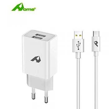 Cargador USB 5V 2.4A Tipo A y Tipo C Blanco
