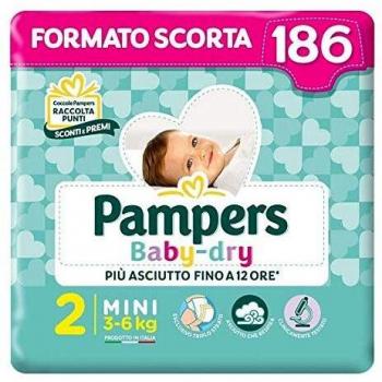 Pannolini Pampers Baby Dry Mini, 186 pezzi, Taglia 2