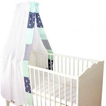 ULLENBOOM ® Babybett Himmel 135x200 cm Patchwork Mint Grau
