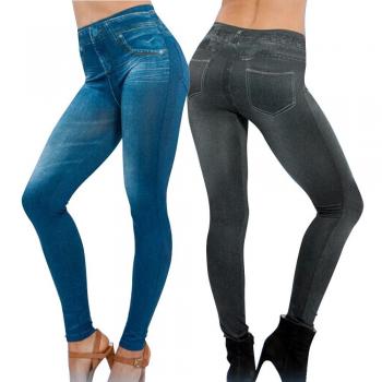 Lot de 2 Leggings Femme Noir et Bleu