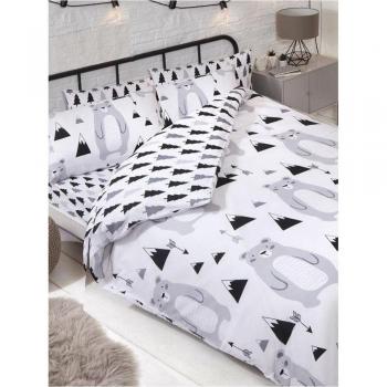 Copripiumino Junior AG596 – Design Scandi Bear, colore nero/grigio