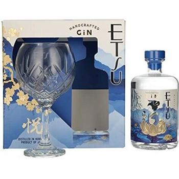 Etsu Handcrafted Gin, 70 cl, 43 % vol., coffret cadeau avec verre