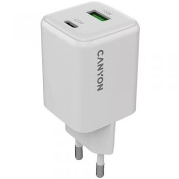 CU45AC di Canyon: 45 W, 1x PD, 1x QC, 2 porte USB (bianco)