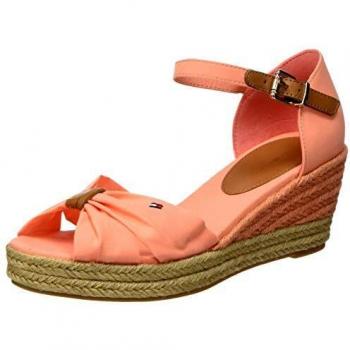 Tommy Hilfiger Wedge Sandali Donna, Punta Aperta, Arancione