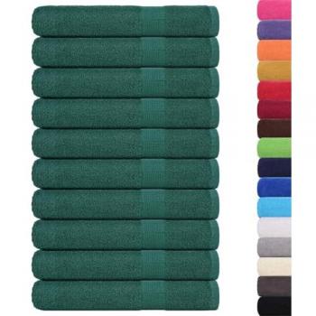 Pack de 10 Serviettes Vert 100x200 cm 360 g/m² 100% Coton