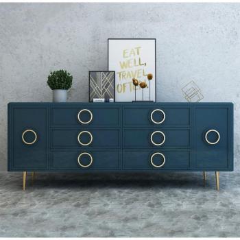 Rindix 1600mm Blue Sideboard Cabinet with Gold Drawers & Doors