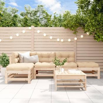 6-Piece Garden Seating Set with Cushions Solid Wood