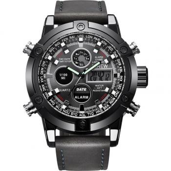 Men's Luxury Dual Movement Leather Watch