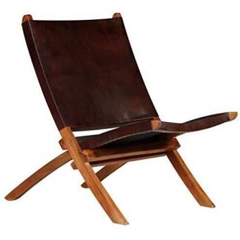 Chaise Pliable en Cuir Marron pour Détente