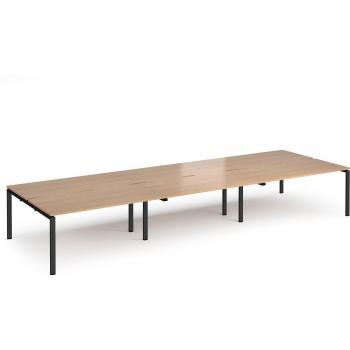 Adapt 6 Seater Black Frame Back to Back Straight Beech Desks