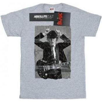AC/DC Men's Angus Young Distressed Photo T-Shirt L Grey