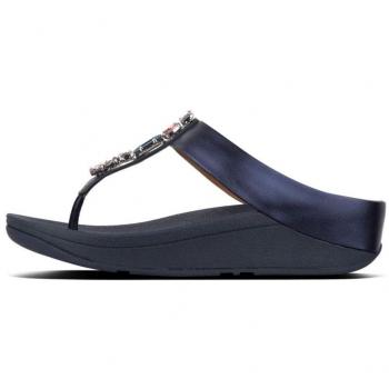 Fitflop Fino Bejewelled, Sandalias Cuña Mujer, Meteor Blue