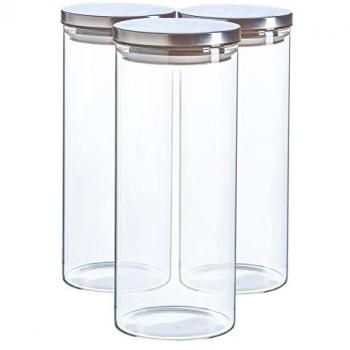1.5L Glass Canisters with Silver Metal Lids