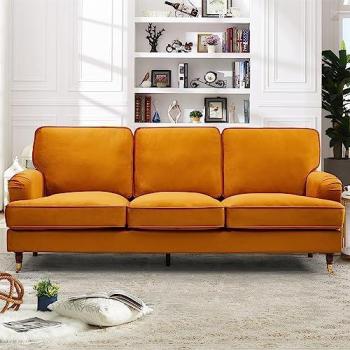 Woodbury 218cm Orange Velvet Sofa