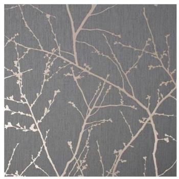 Innocence Charcoal & Copper Metallic Wallpaper