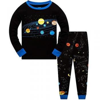 Boys 100% Cotton Dinosaur Pjs Glow in The Dark Long Sleeve Sleepwear 2 Piece Outfit 6-7 Years