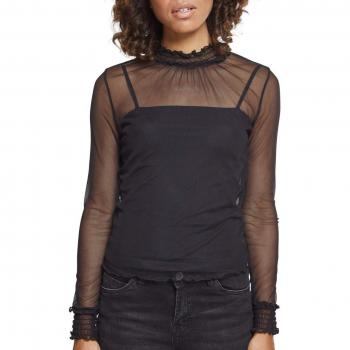 Camisa Urban Classics de Manga Larga Doble Capa para Mujeres, Negro, Talla X-Large