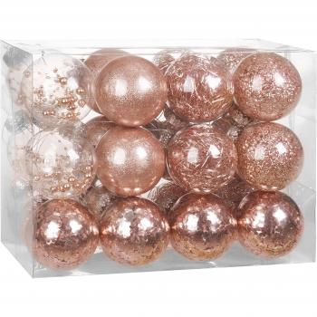 Boule de Noël 24 pièces Rose Éclat
