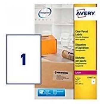 Avery Laser Parcel Label 1 Per Sheet Clear Pack of 25 L7567-25