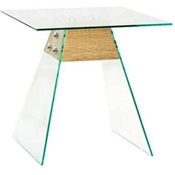 VidaXL Tavolino Basso Laterale in MDF e Vetro Colore Quercia