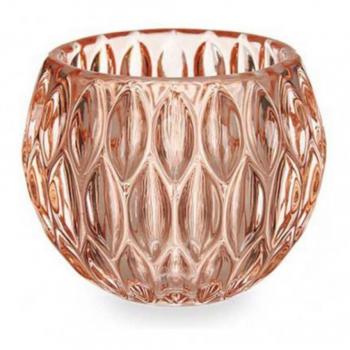 Portavelas de Cristal Hexagonal en Color Cobre