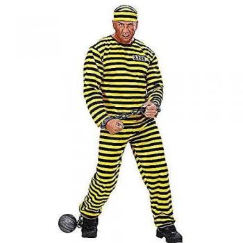 Widmann 40032 Häftlingskostüm für Erwachsene, Herren, Schwarz, Gelb, M