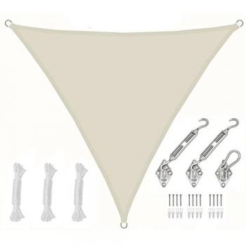 Triangular Beige Sun Sail 3x3x3 by Amanka – Waterproof Garden Canopy