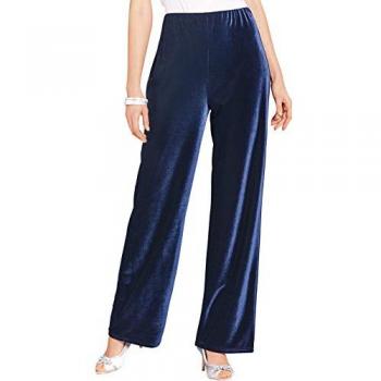 Straight‑Leg Navy Velour Pants for Women (Chums) – 20XS