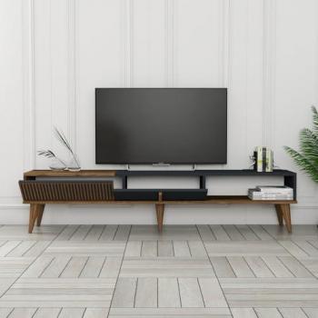 Meuble TV NOLA 180 cm Design Bois et Anthracite
