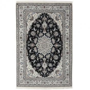 Nain Alfombra Persa 167x251 Anudada a Mano en Lana Gris Oscuro/Negro