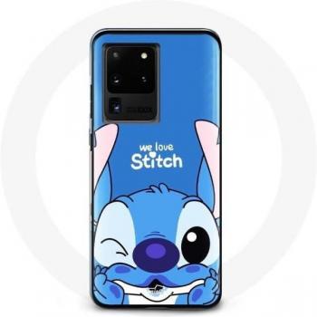 Samsung Galaxy S20 Ultra Case with Cute Stitch Design on Blue Background