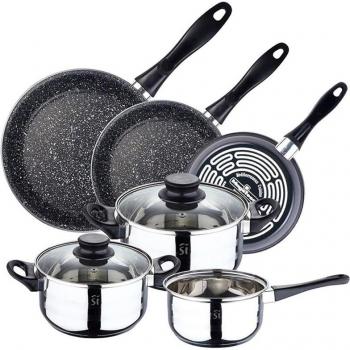 San Ignacio Batería de Cocina con Juego de 3 Sartenes Antiadherentes (tamaños: 18, 24 y 24 cm; piezas totales: 5)