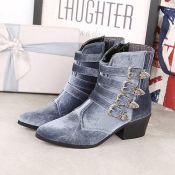 Botines puntiagudos de terciopelo para mujer