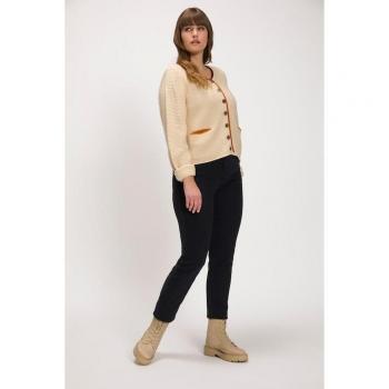 Strickjacke für Damen in großen Größen, beige, Größe 42/44, Synthetische Fasern und Wolle