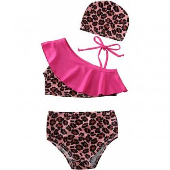 Maillot de Bain Fille 1-5T Imprimé Léopard avec Chapeau