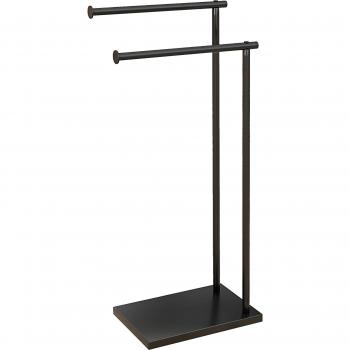 Toallero de Pie con Estructura Metálica, 2 Barras, 35,5x20x78 cm, Negro