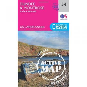Ordnance Survey Landranger Active 54 Dundee & Montrose, Forfar & Arbroath Map With Digital Version
