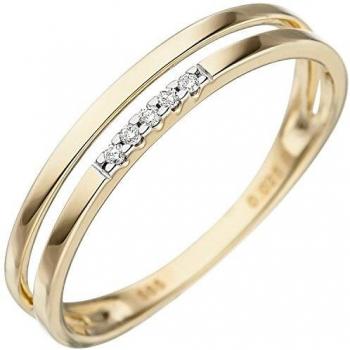 Goldring für Damen 585 mit 5 Diamanten Größe 52