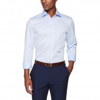 Seidensticker Herren Businesshemd Slim Langarm mit Kent-Kragen Bügelfrei Uni Das Original, Blau (Blau 12), Kragenweite: 39 cm