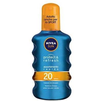NIVEA Sun Protect & Refresh Spray Solare Trasparente FP20, Protezione Media, Assorbimento Rapido, 200 ml