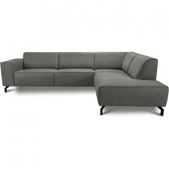 Places of Style Lorcan – Ecksofa 275 cm, grauer Chenille‑Strukturstoff, Metallfüße