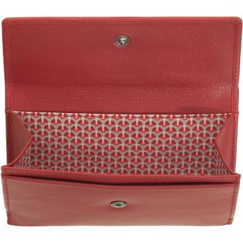 Cartera Grande de Cuero para Mujer con 12 Bolsillos y Cierre de Botón