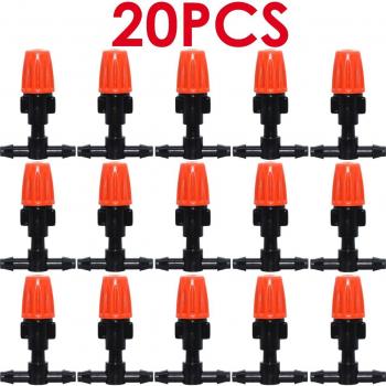 20PCS Drip Irrigation Kit with Adjustable Misting Nozzle Sprayer and 4/7mm Tee Connector