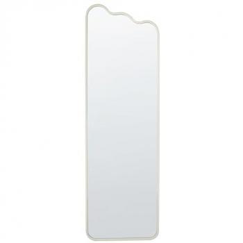 Contemporary Wall Mirror with Metal Frame, Irregular Design, 45 x 145 cm, White