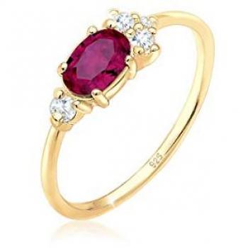 Anello in Argento Sterling 925 con Rubino Sintetico e Cristalli di Zirconia