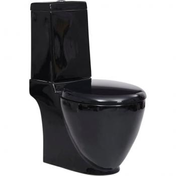 Keramisch Rond Toilet, Dubbele Spoeler, Zwarte Afwerking