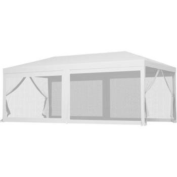 Gazebo Portatile in Bianco con Zanzariera e Sezioni Rimovibili 582x295x255 cm