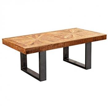 KADIMA DESIGN Sofatisch Mango, rustikaler Look, Metallbeine, 105x40x55 cm